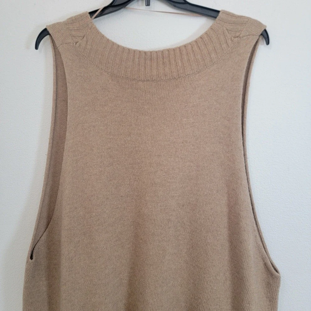 Free People Oversize Vest Medium Loose Fit Baggy V-Neck Wool Baggy Brown Sweater